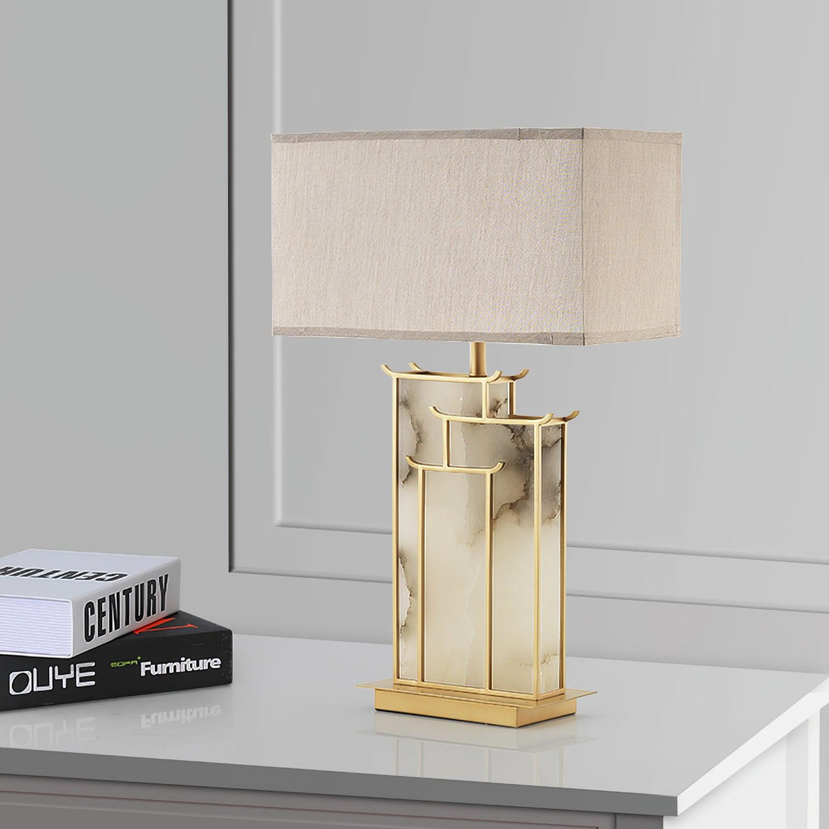 Nysilor rektangulær bordlampe i glas