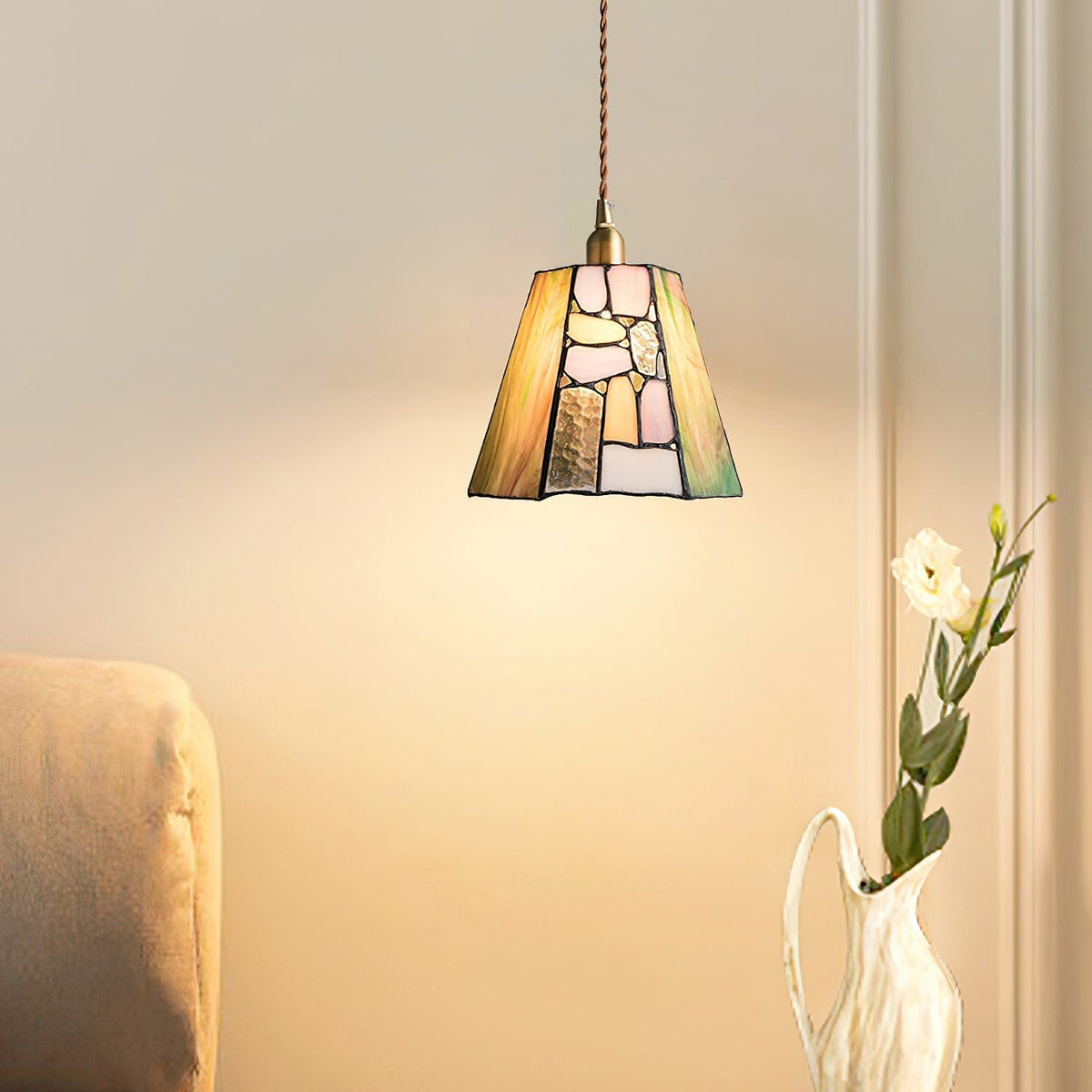 Fira Tiffany-Style Stained Glass Pendant Light