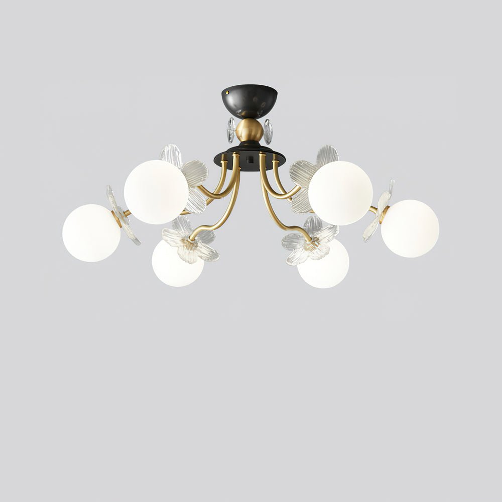 Lustre de vidro artístico com flores em florada Orlaeila