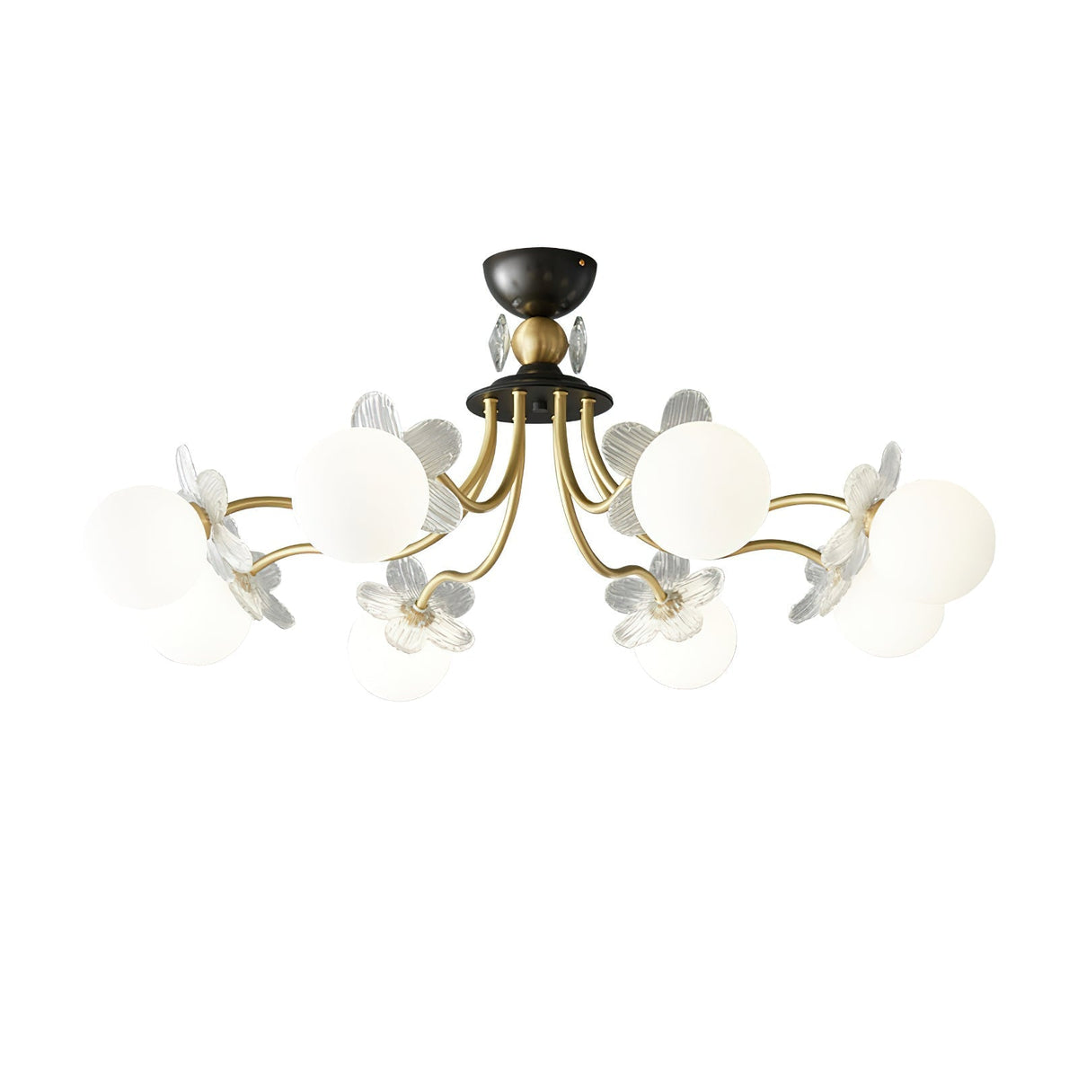Lustre de vidro artístico com flores em florada Orlaeila