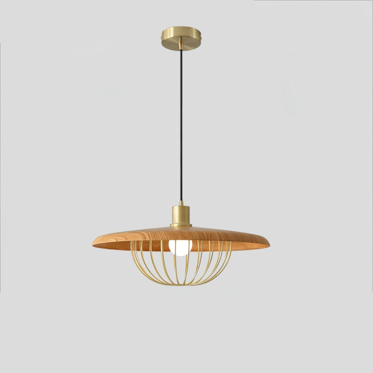 Candeeiro suspenso retro vintage em madeira Rinoira