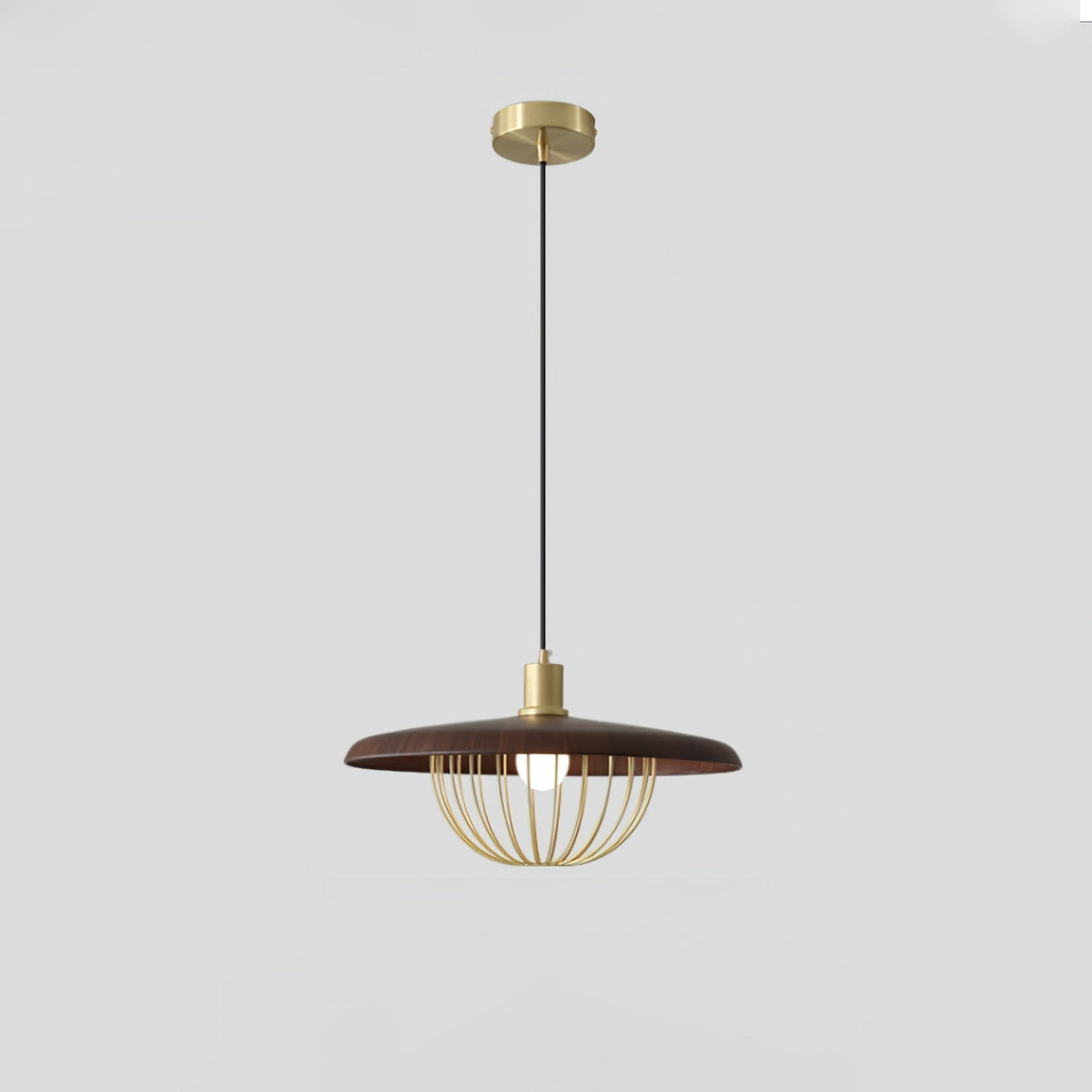 Candeeiro suspenso retro vintage em madeira Rinoira
