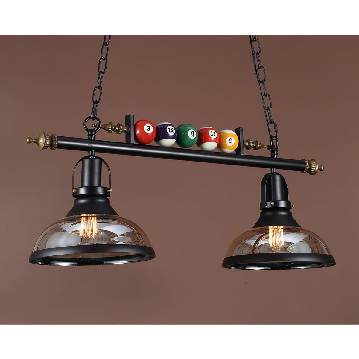 Candeeiro de teto Rivi com bola de bilhar, vidro preto, moderno