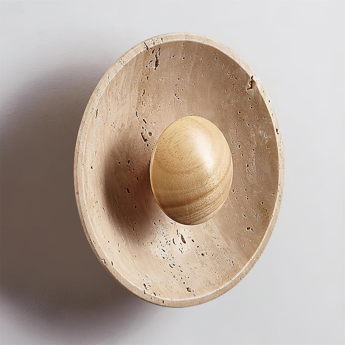 Norvian Wall Lamp Round Travertine Minimalist