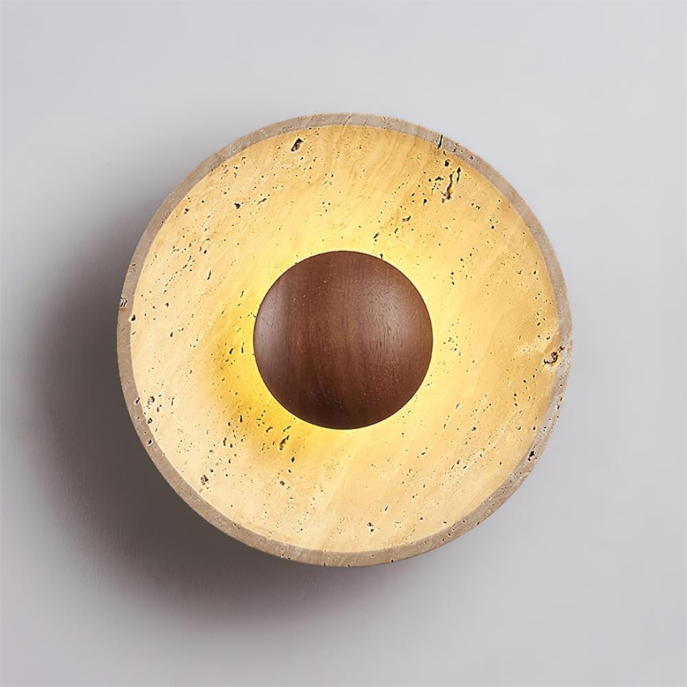 Norvian Wall Lamp Round Travertine Minimalist