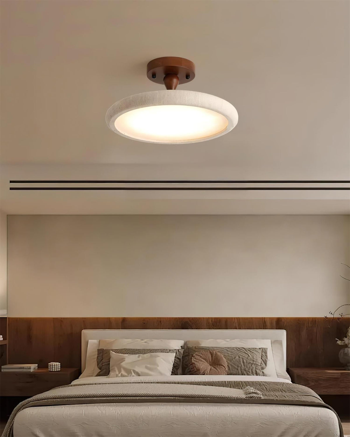 Luvia loftlampe, halvplan, travertin