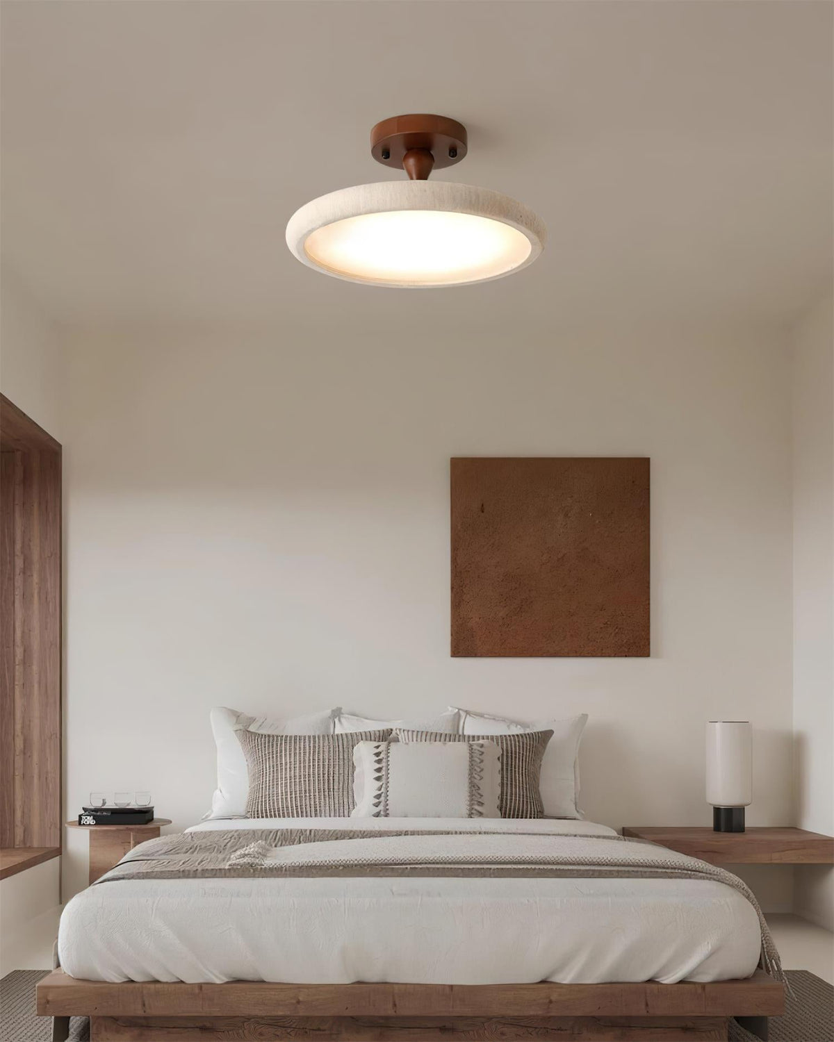 Luvia loftlampe, halvplan, travertin