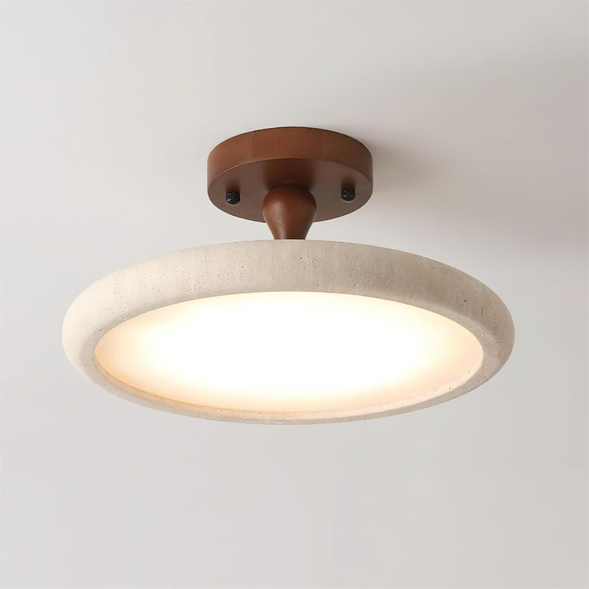 Luvia loftlampe, halvplan, travertin