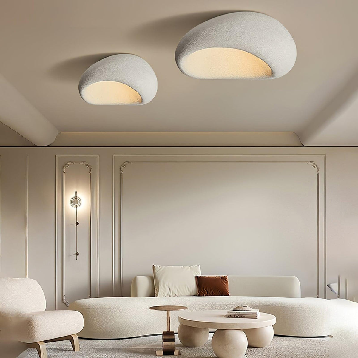 Rivenira loftslampe med japansk wabi-sabi-måne