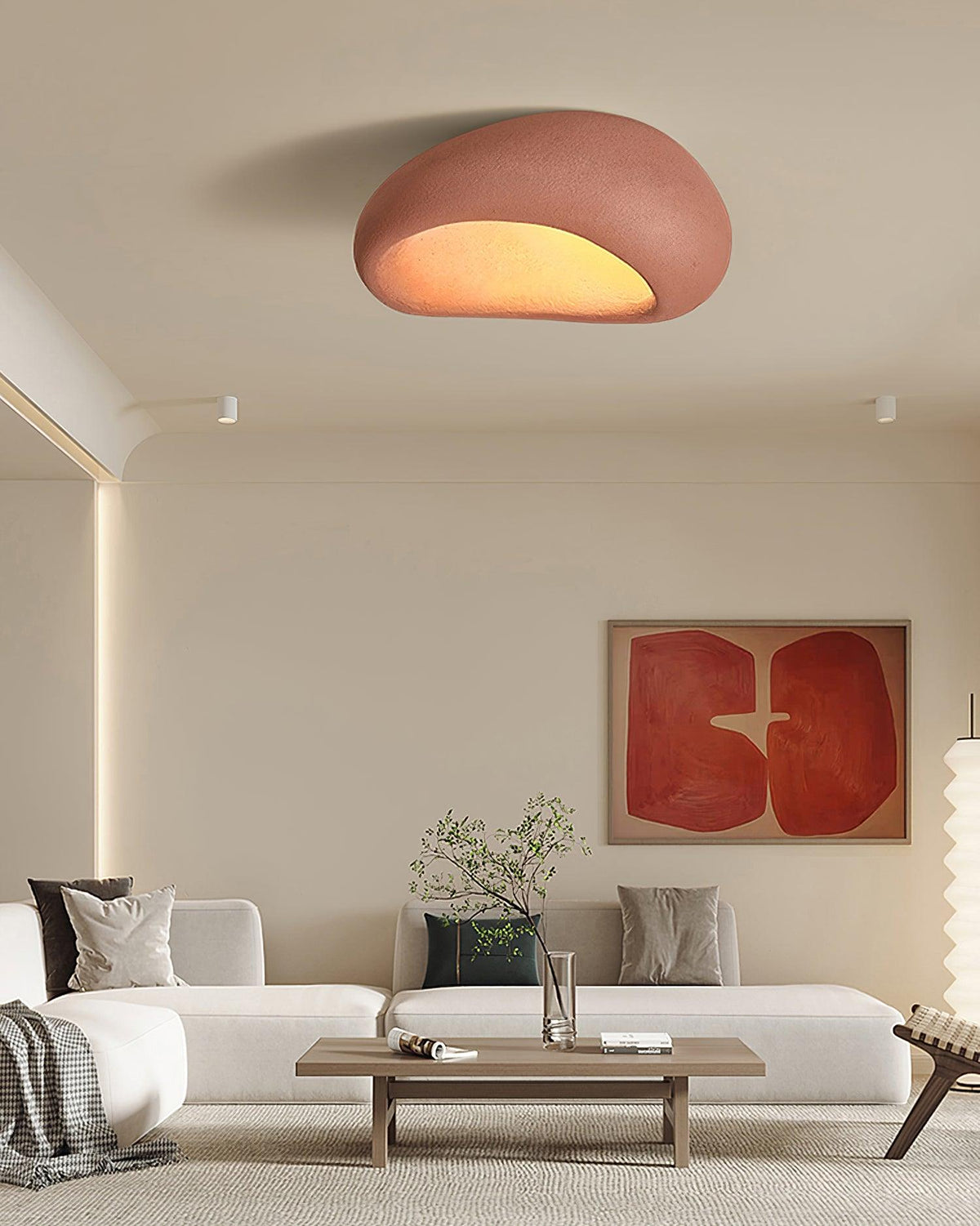Rivenira loftslampe med japansk wabi-sabi-måne