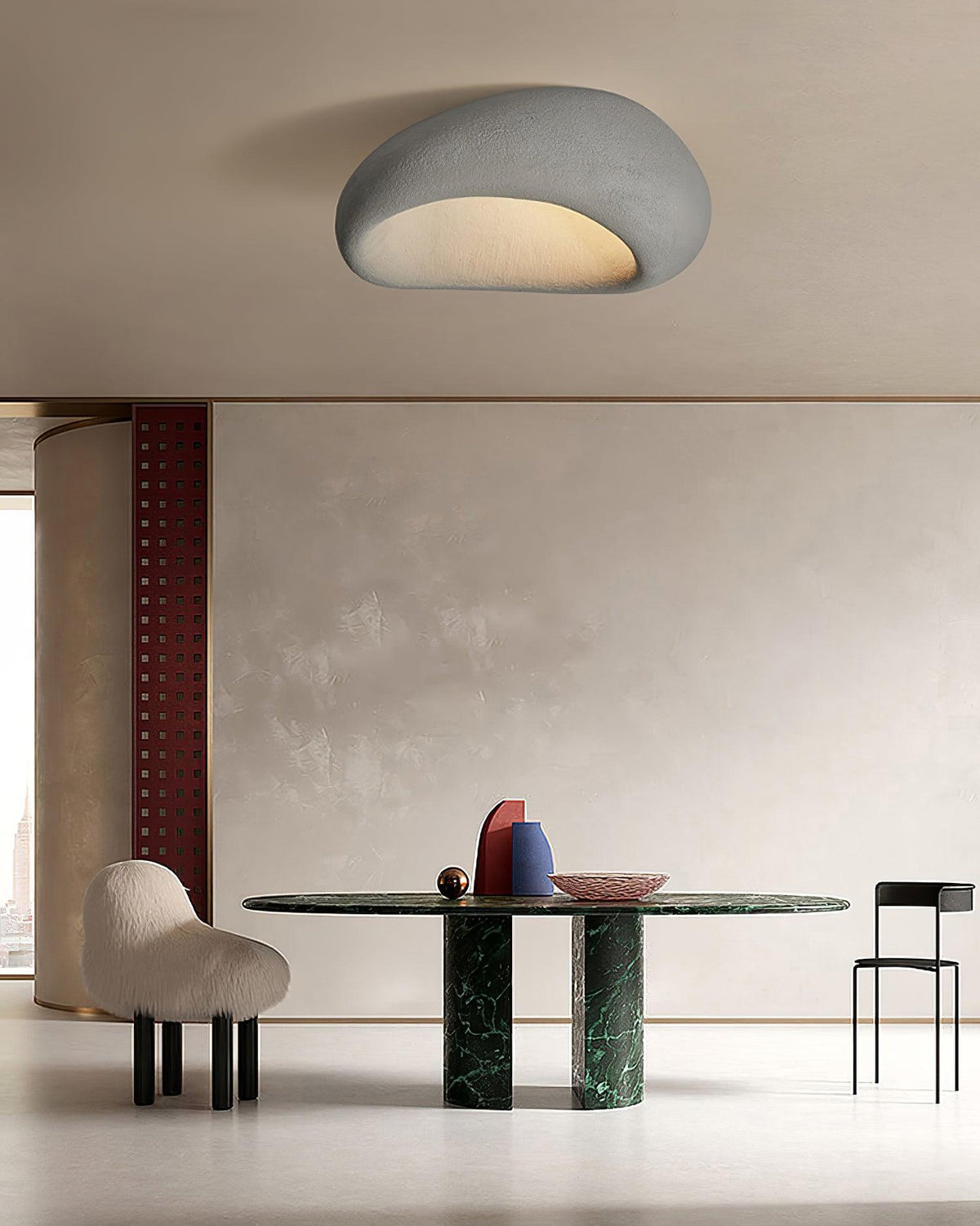 Rivenira loftslampe med japansk wabi-sabi-måne