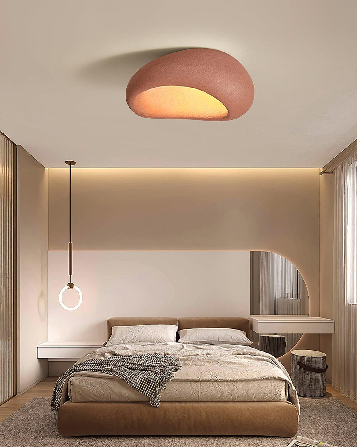 Rivenira loftslampe med japansk wabi-sabi-måne