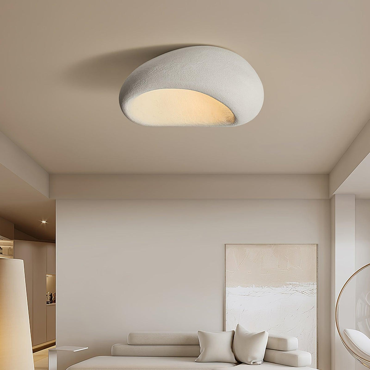 Rivenira loftslampe med japansk wabi-sabi-måne