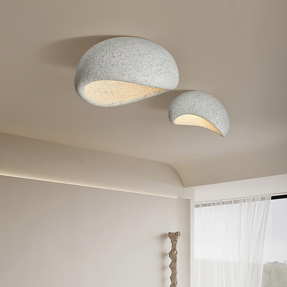 Rivenira loftslampe med japansk wabi-sabi-måne