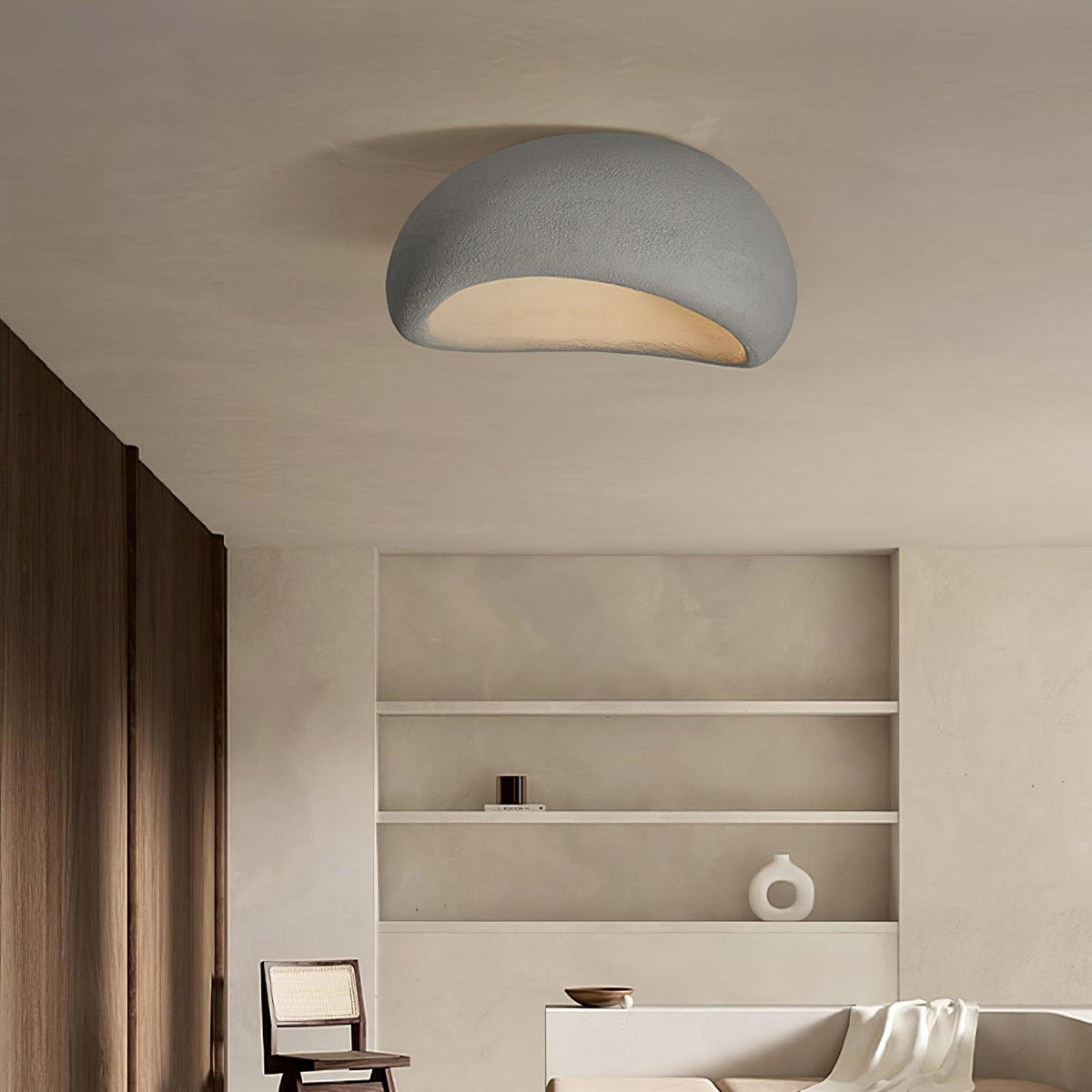 Rivenira loftslampe med japansk wabi-sabi-måne