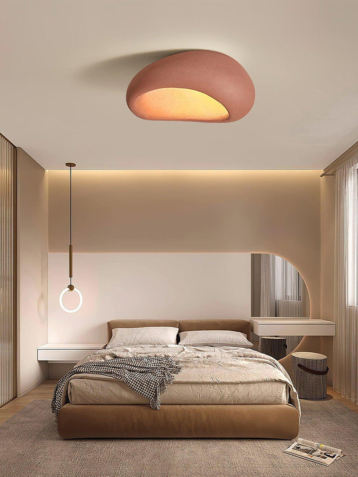Rivenira loftslampe med japansk wabi-sabi-måne