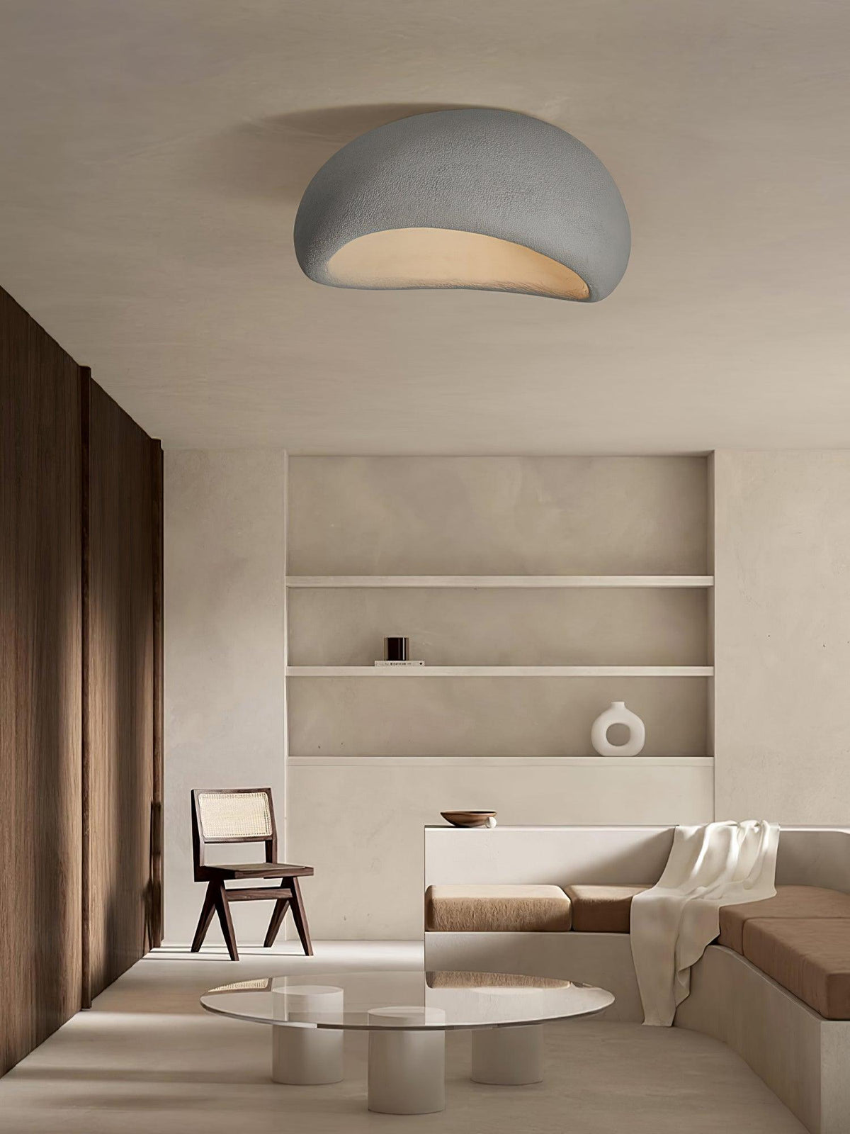 Rivenira loftslampe med japansk wabi-sabi-måne