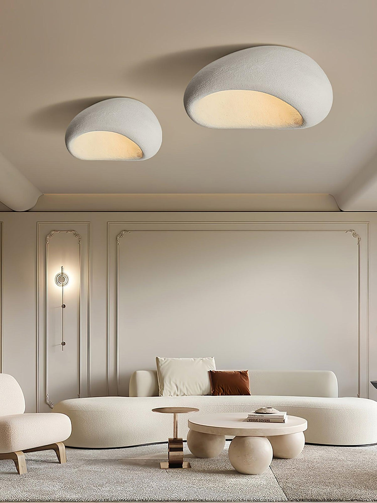 Rivenira loftslampe med japansk wabi-sabi-måne
