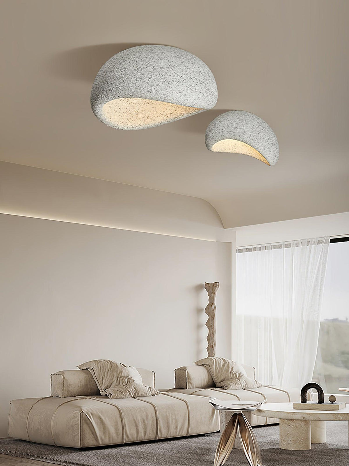 Rivenira loftslampe med japansk wabi-sabi-måne