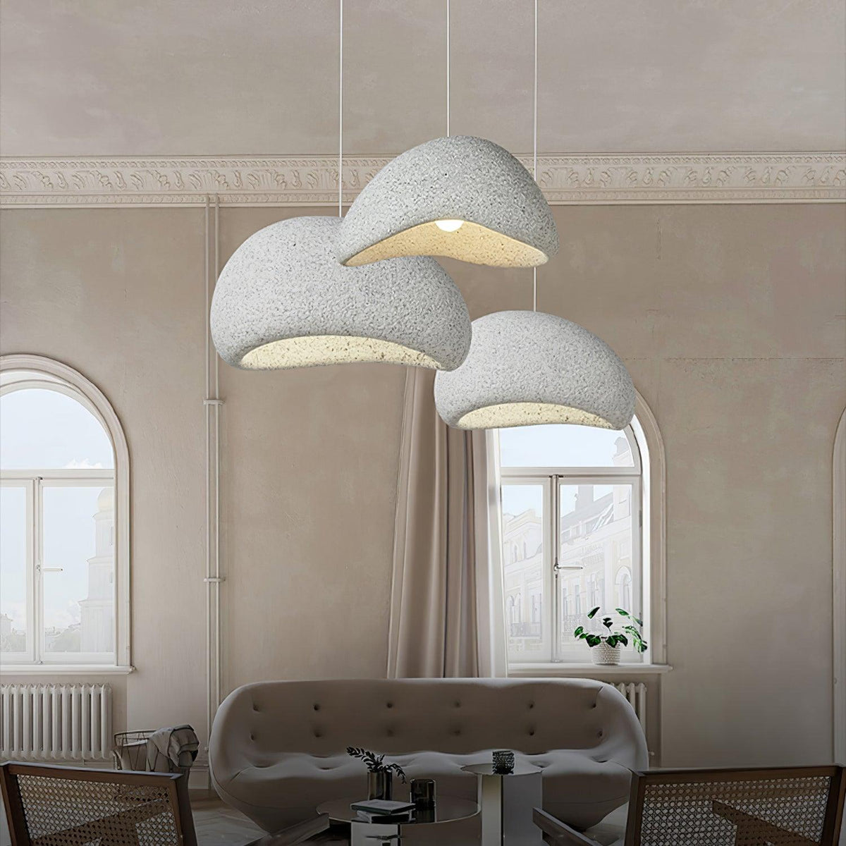 Candeeiro suspenso Tsukiyo Cloud, estilo wabi-sabi