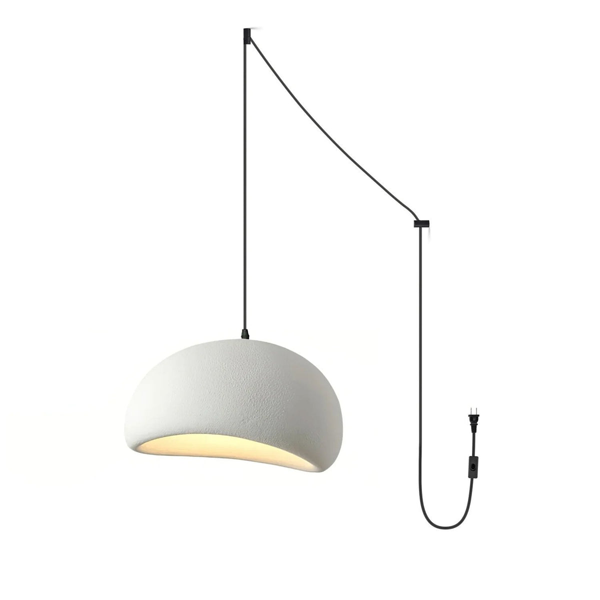 Ecor gips-pendellampe halvkupel plug-in wabi sabi