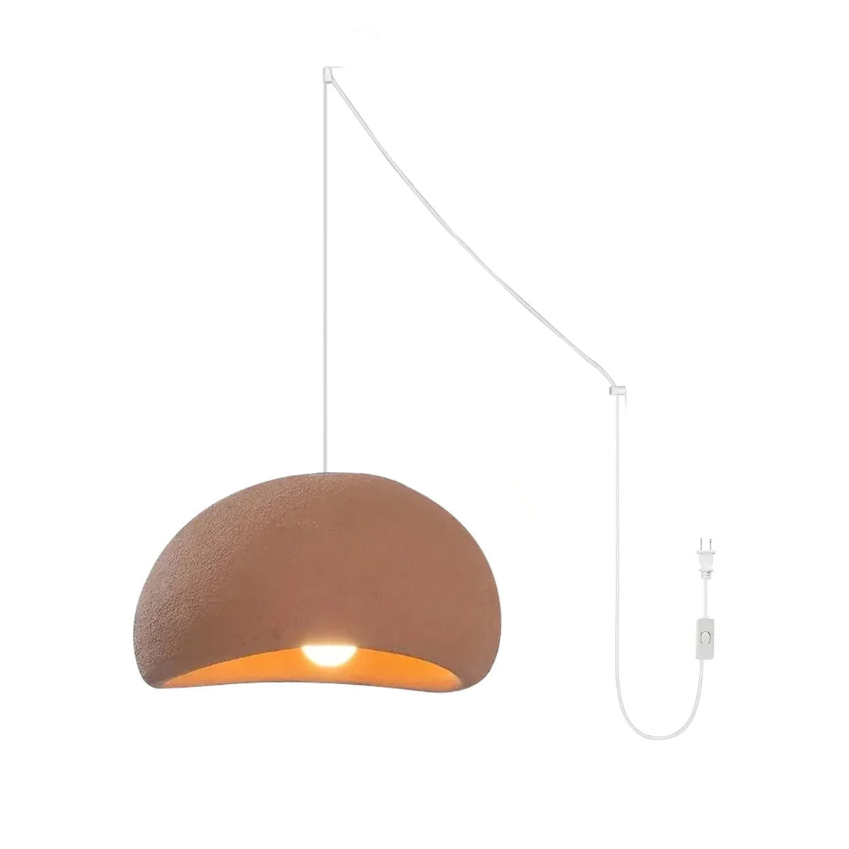Selineria pendellampa med molnformad swag-design i wabi-sabi-stil