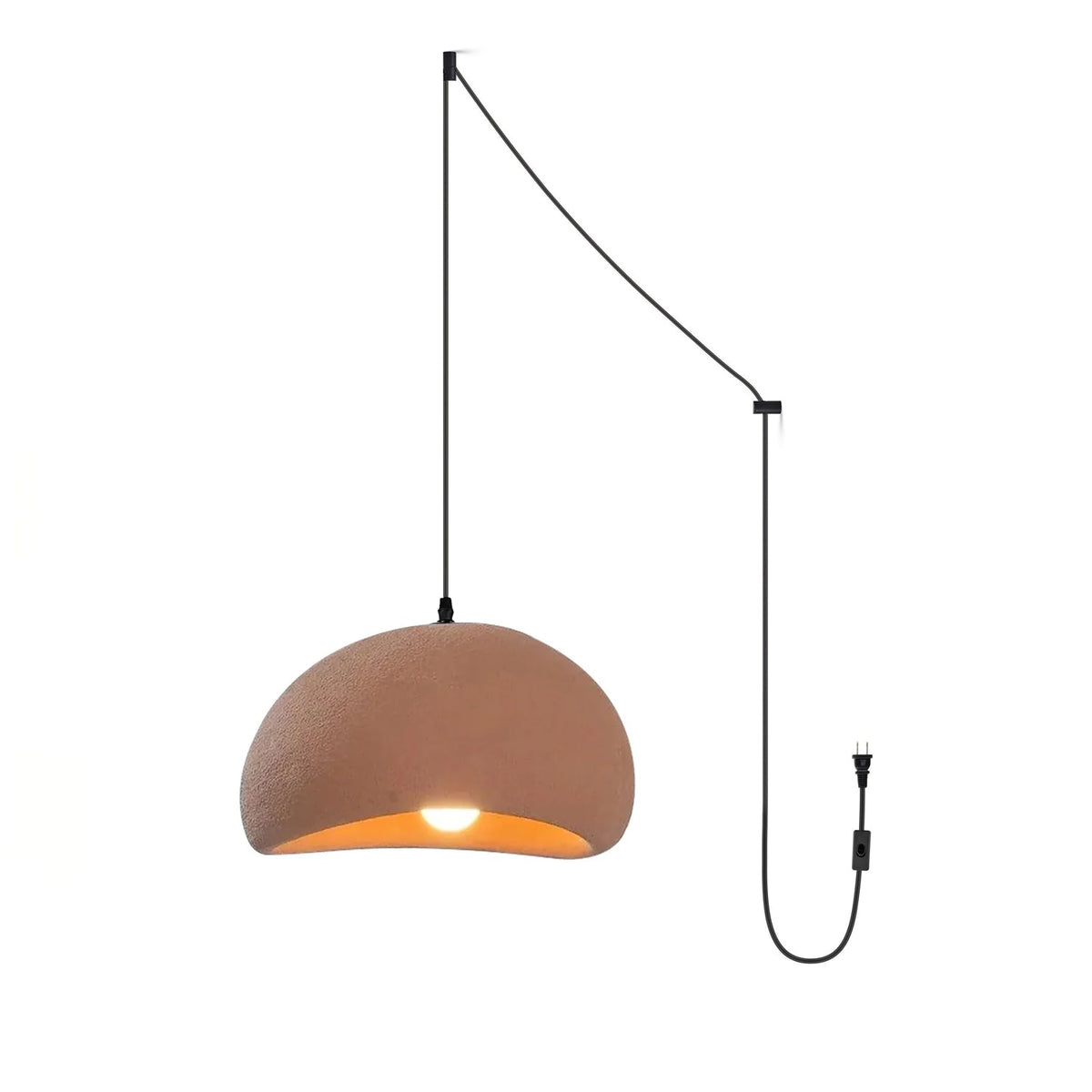 Ecor gips-pendellampe halvkupel plug-in wabi sabi