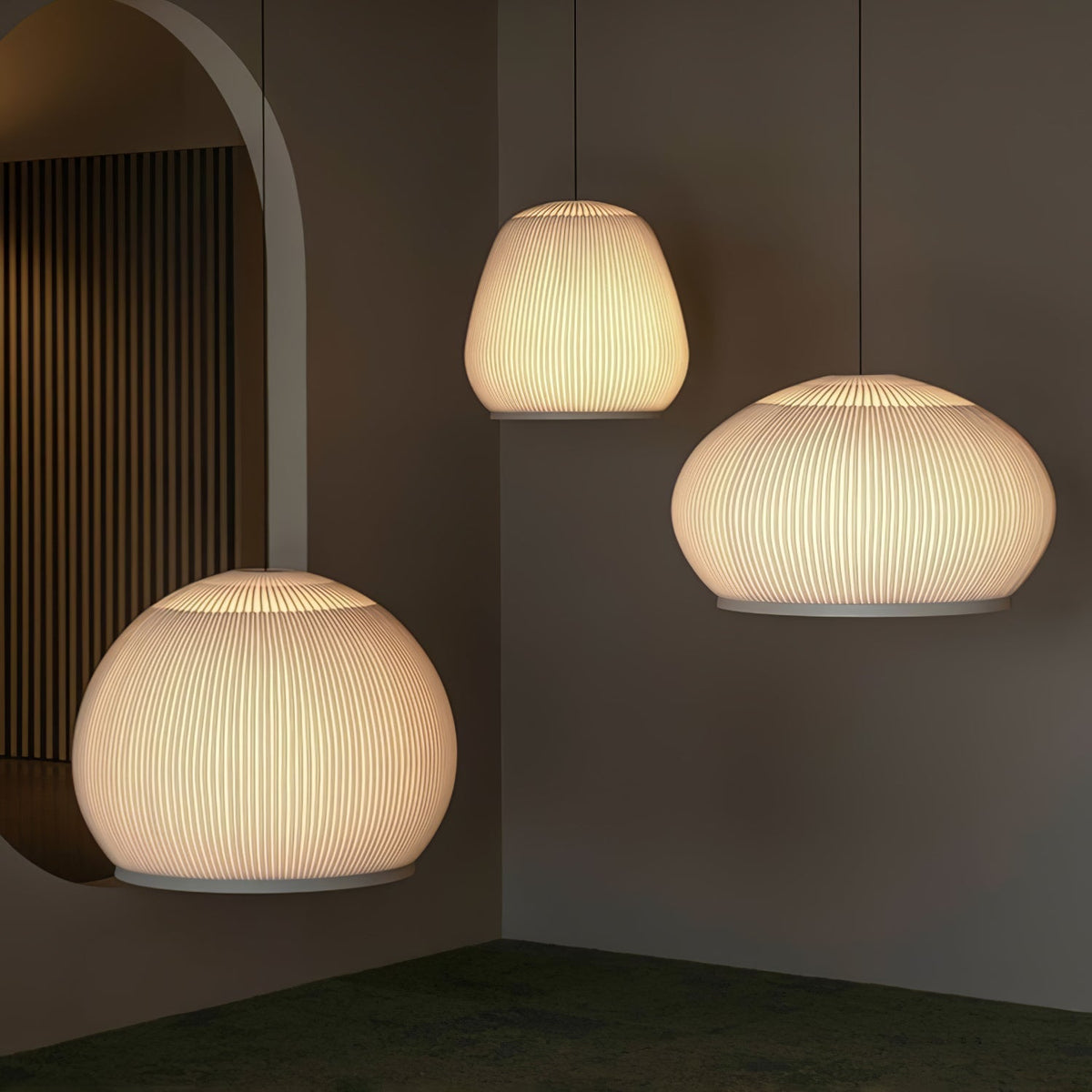 Lineiella minimalistisk pendellampa i tyg