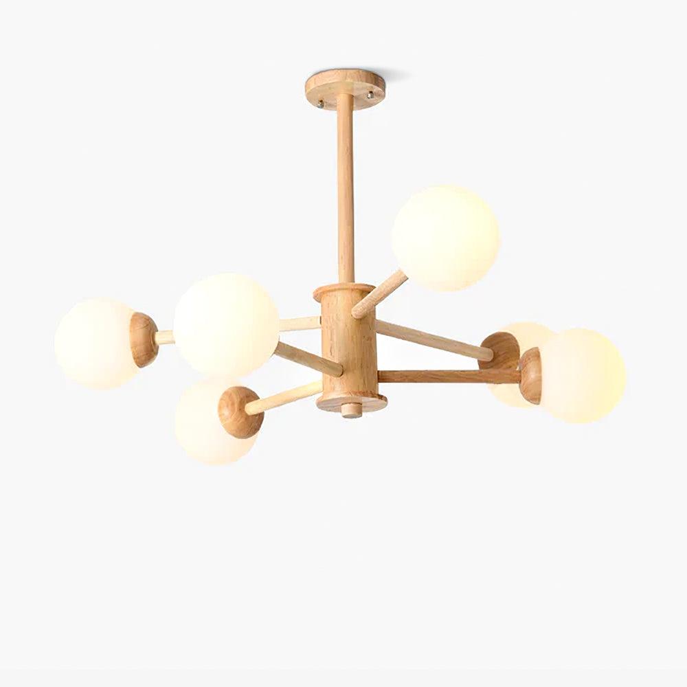 Kalds minimalistisk naturlig lysekrone med træglobus