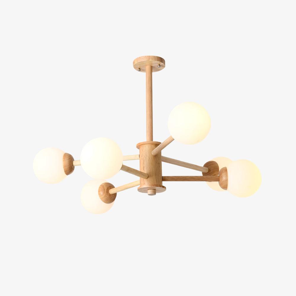 Kalds minimalistisk naturlig lysekrone med træglobus