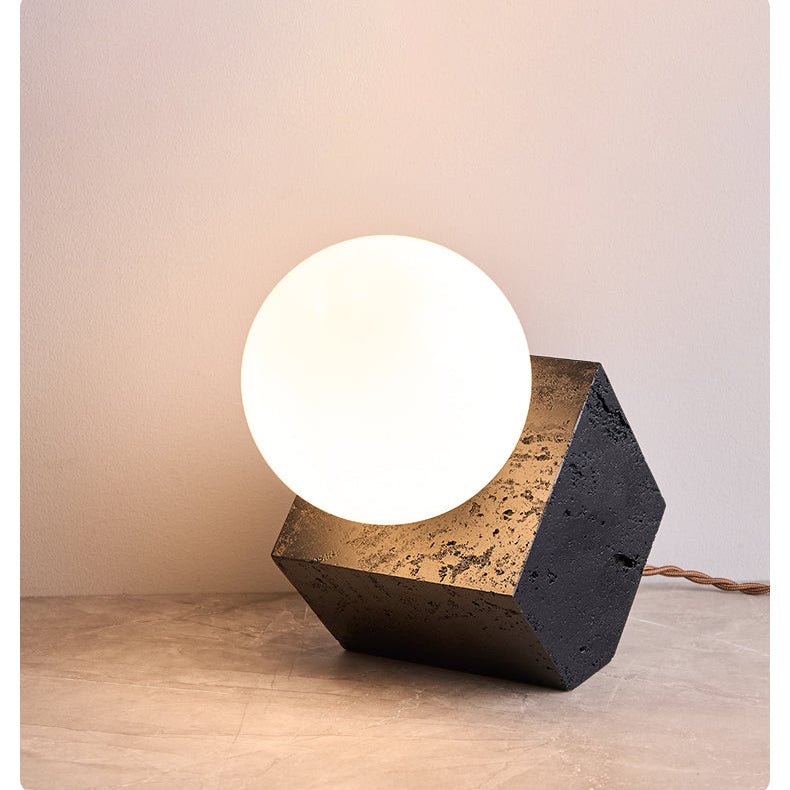 Milo Candeeiro de mesa minimalista em travertino preto