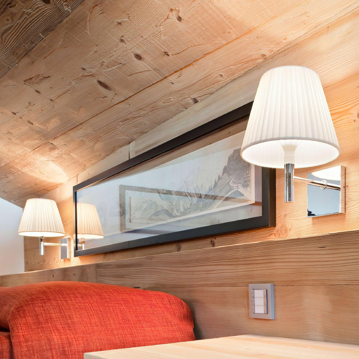 Candeeiro de parede de tecido com prisma cromado Orsore