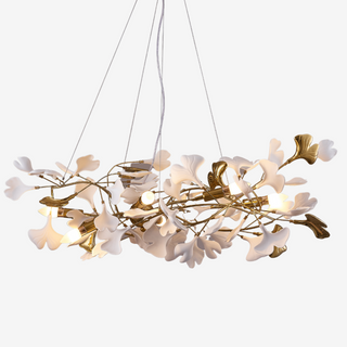Olivia Design Ginkgo Blad Metall Keramisk LED Ljuskrona Vardagsrum Sovrum