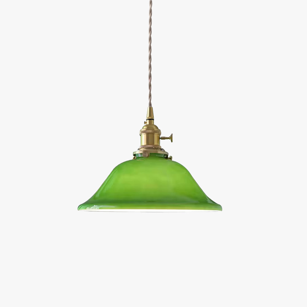 Valentina rustik vintage LED-pendellampa i grön koppar och glas för matsal