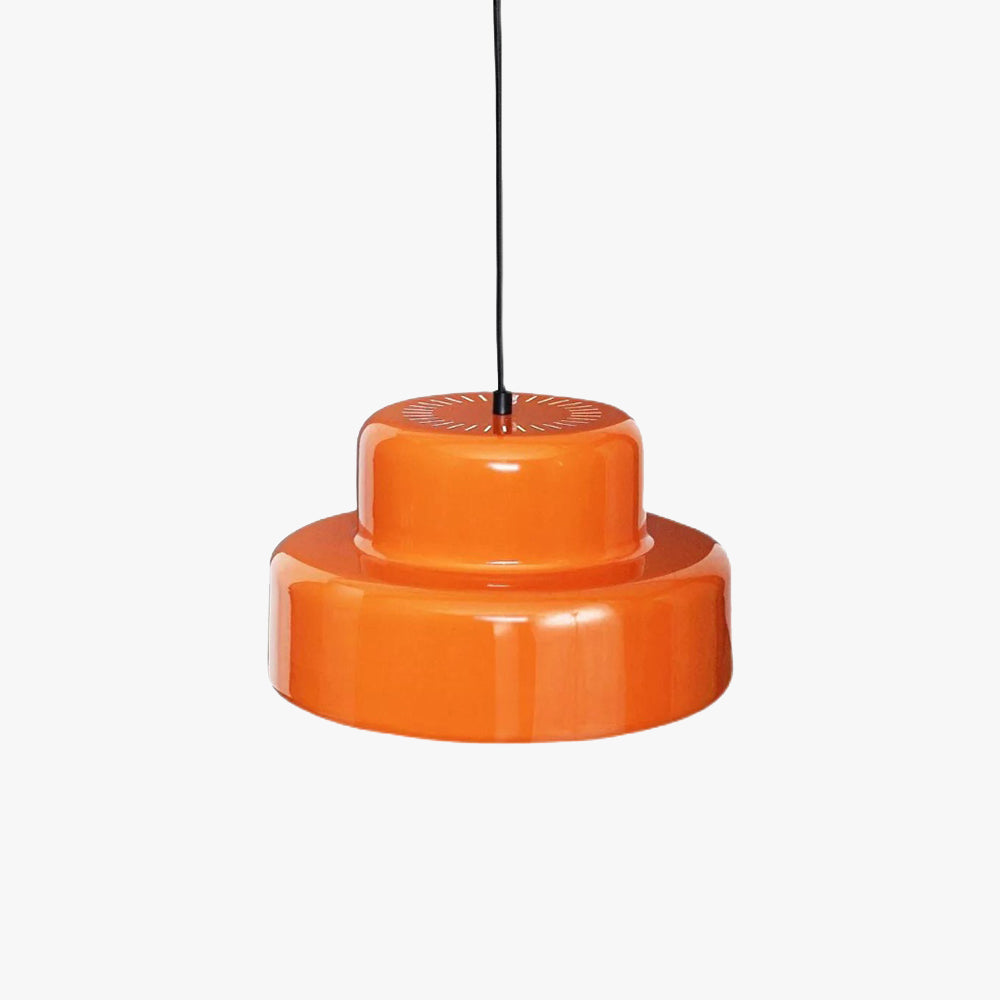 Arisha vintagependellampa med en ljuskälla i orange metall för matsal