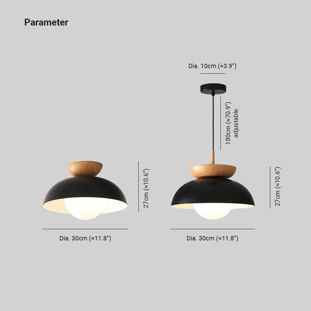 Muto nordisk pendellampa eller plafond i svart trä och metall för kök och balkong