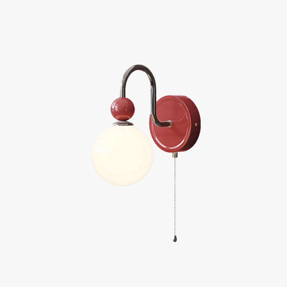 Valentina modern LED-inomhusvägglampa Röd/Kaffebrun Metall/Glas Sovrum