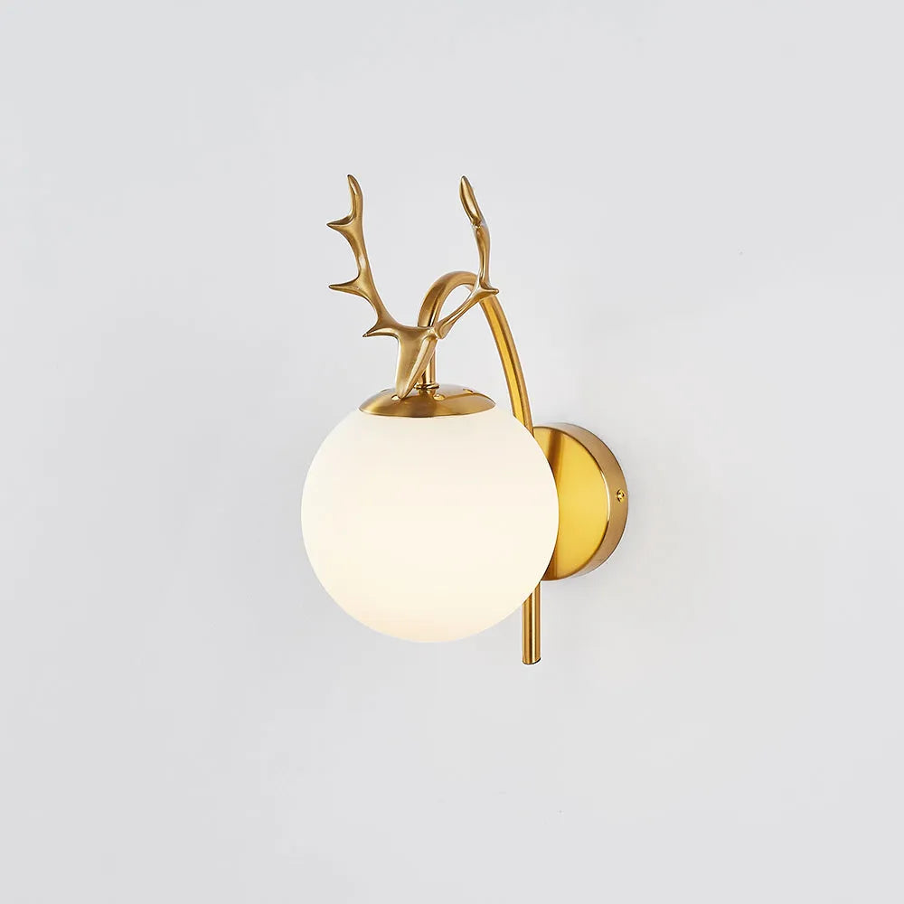 Valentina modern art déco-vägglampa med hjortmotiv för sängbord, svart/guld