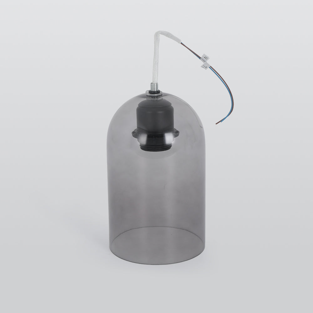 Valentina Modern Cylinder Semi-Flush Mount Clear Glass Ceiling Light, Cognac/Grey