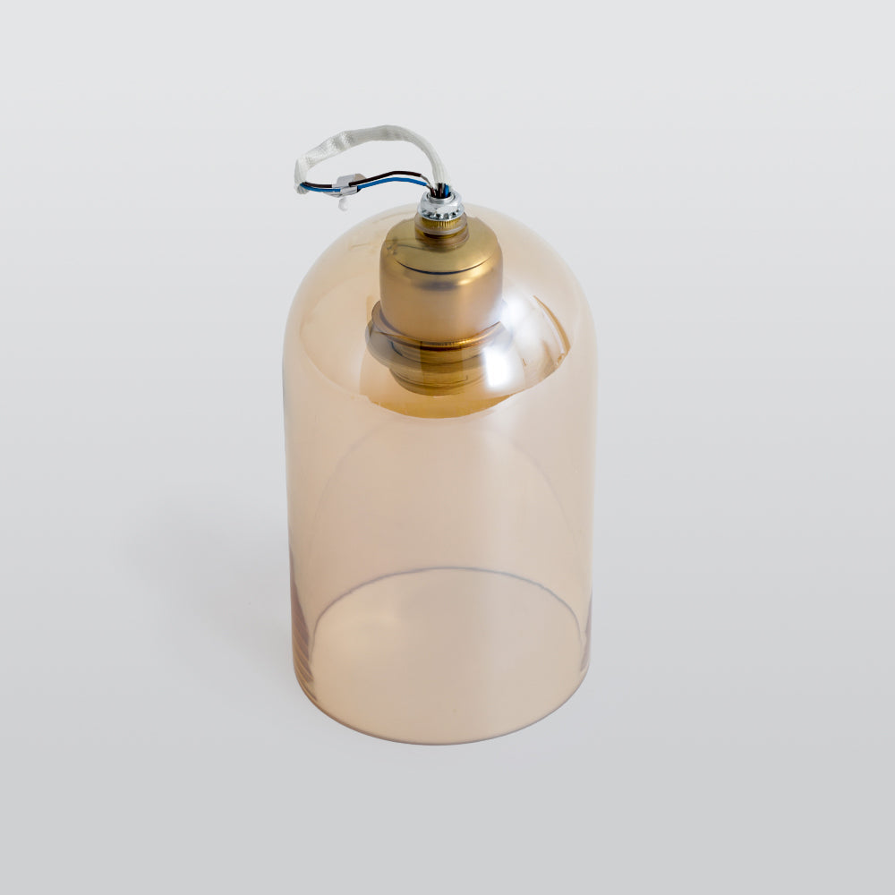 Valentina Modern Cylinder Semi-Flush Mount Clear Glass Ceiling Light, Cognac/Grey