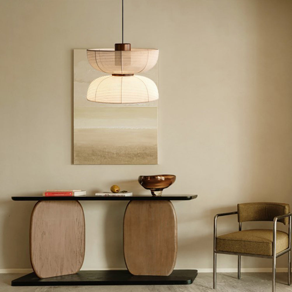 Muto retro-pendellampe i stof og metal, 2 stilarter
