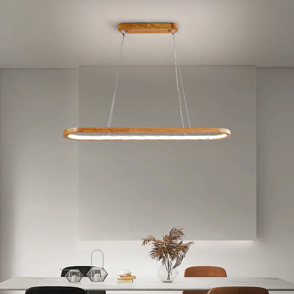 Lyraen Contemporary Oval Wooden Pendant Light