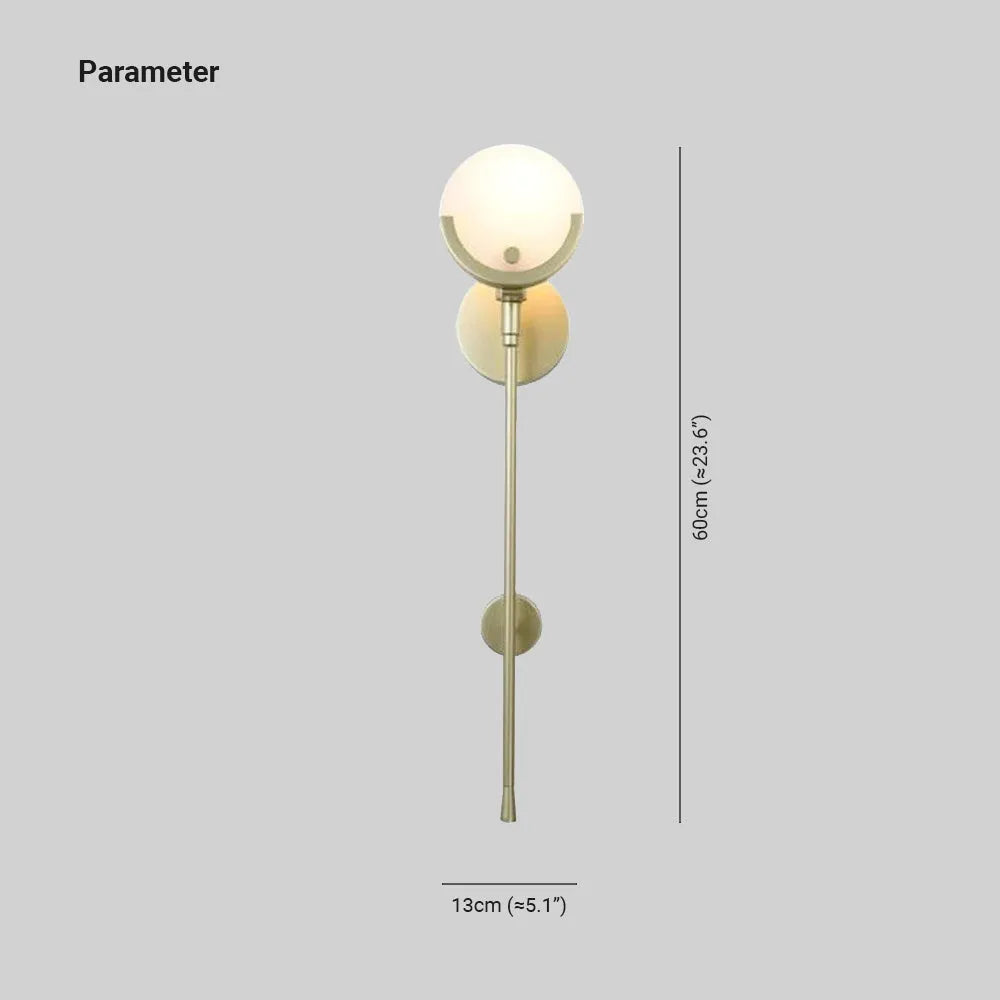 Valentina modern LED-vägglampa i metall/dolomit, kulformad, guld