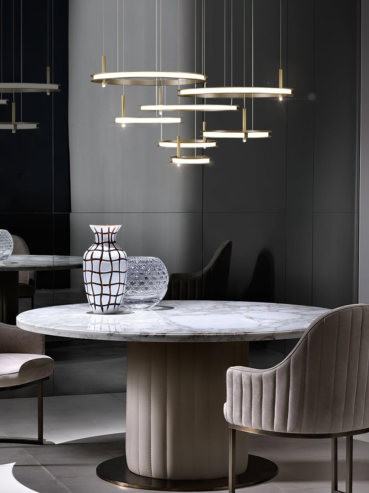 Virauian minimalistisk lysekrone med ringe i flere lag