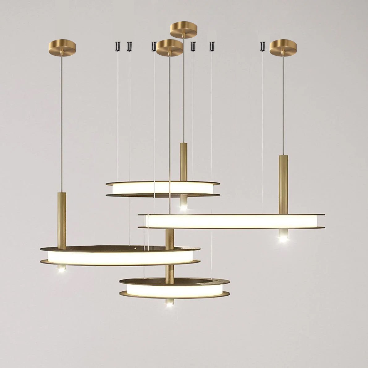 Virauian minimalistisk lysekrone med ringe i flere lag