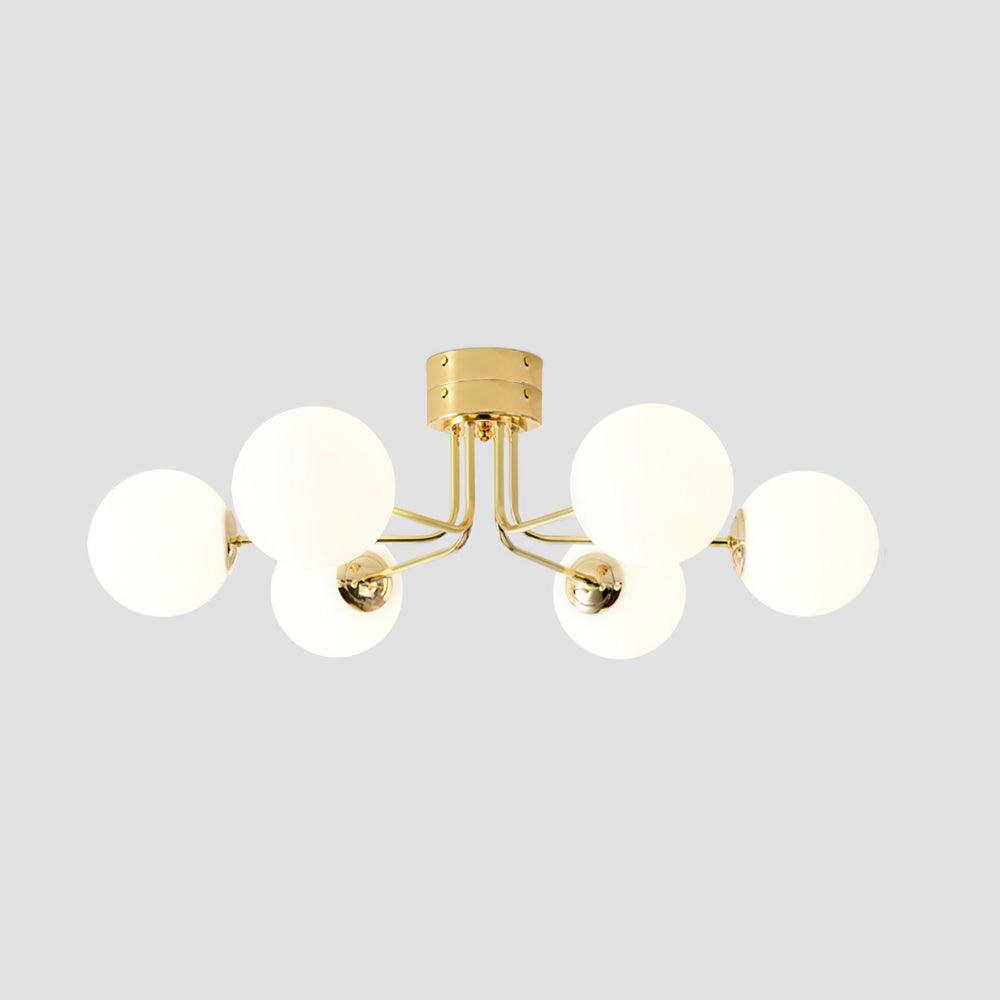 Candeeiro de teto Othien dourado e branco em forma de globo