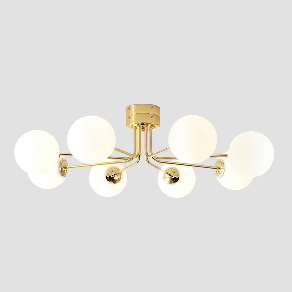 Candeeiro de teto Othien dourado e branco em forma de globo