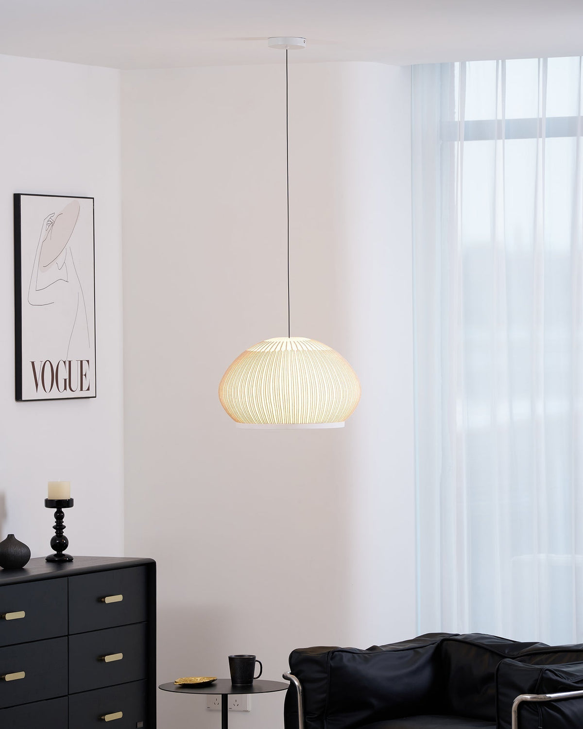 Lineiella minimalistisk pendellampa i tyg