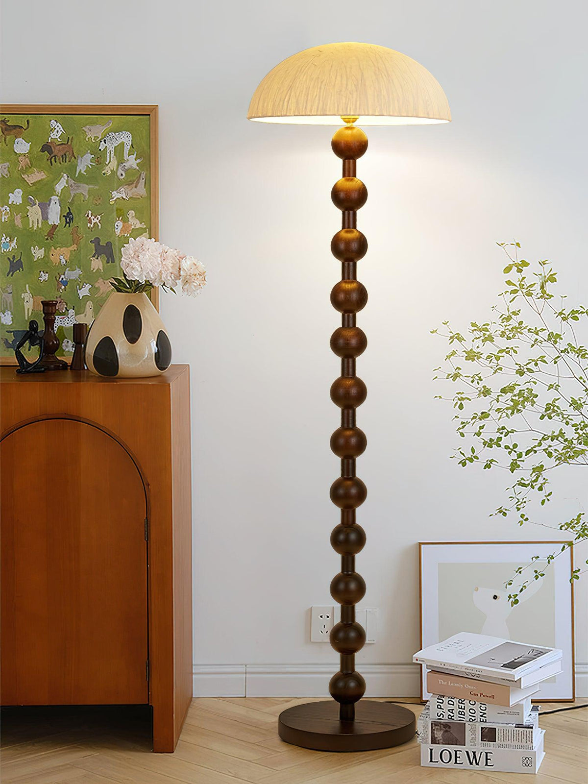 Lyliril retro-gulvlampe i træ