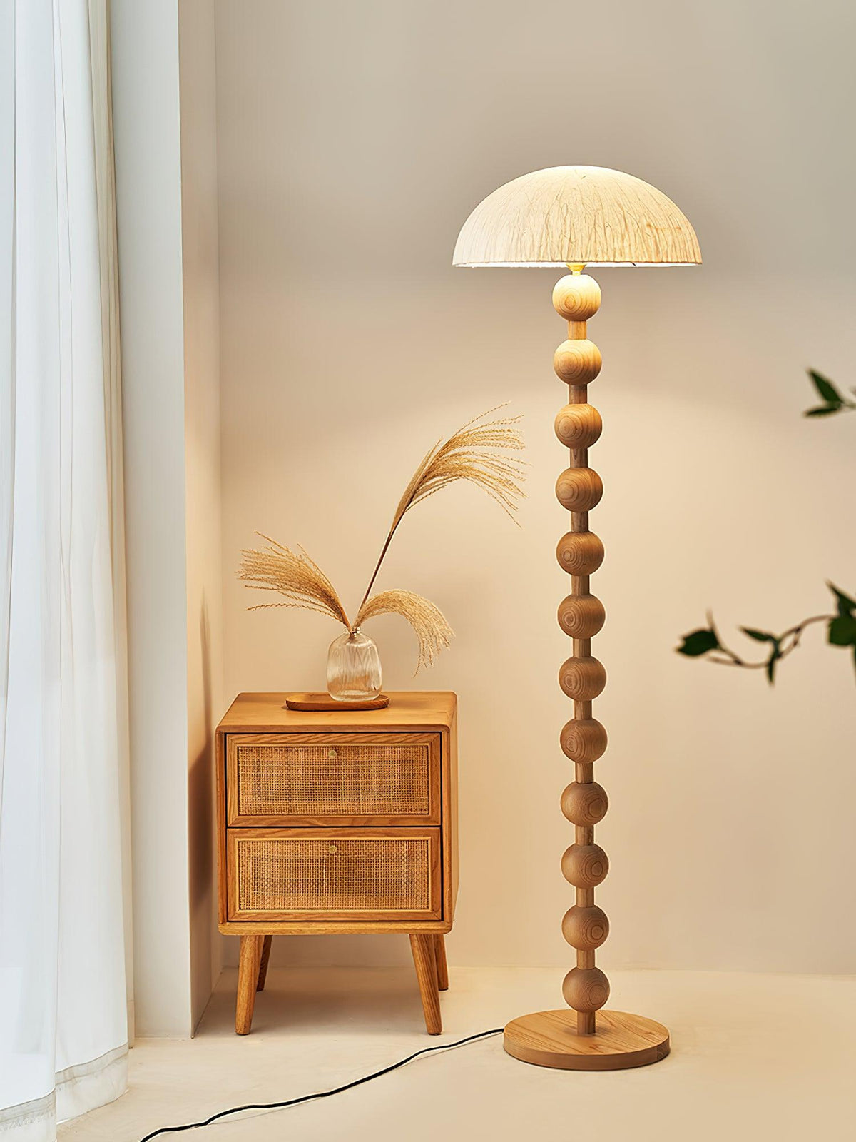 Lyliril retro-gulvlampe i træ